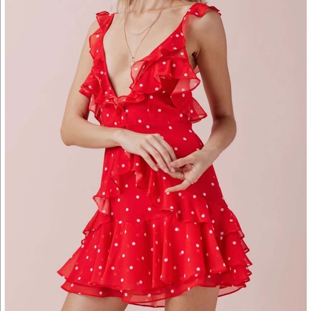 For love and lemons gorgeous Analisa red polka dot dress. Size small.